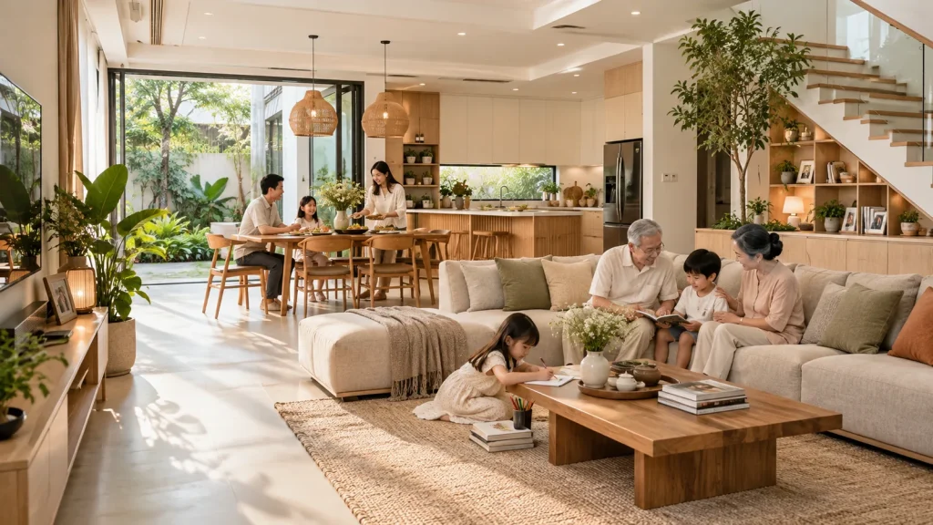 Nhà đông người vẫn gọn và thoáng: 10 nguyên tắc bố trí nội thất dễ áp dụng