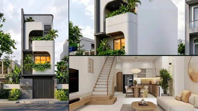 Hình đại diện 16:9 Mẫu nhà phố 3 tầng hiện đại bo cong xanh mát U's House
