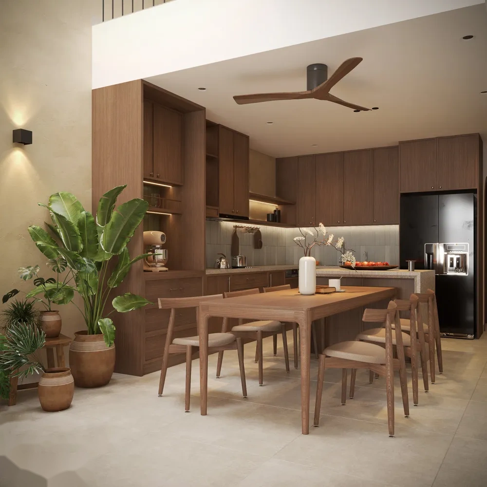 Hệ tủ bếp chữ I thông minh kịch trần tiện nghi cho gia đình