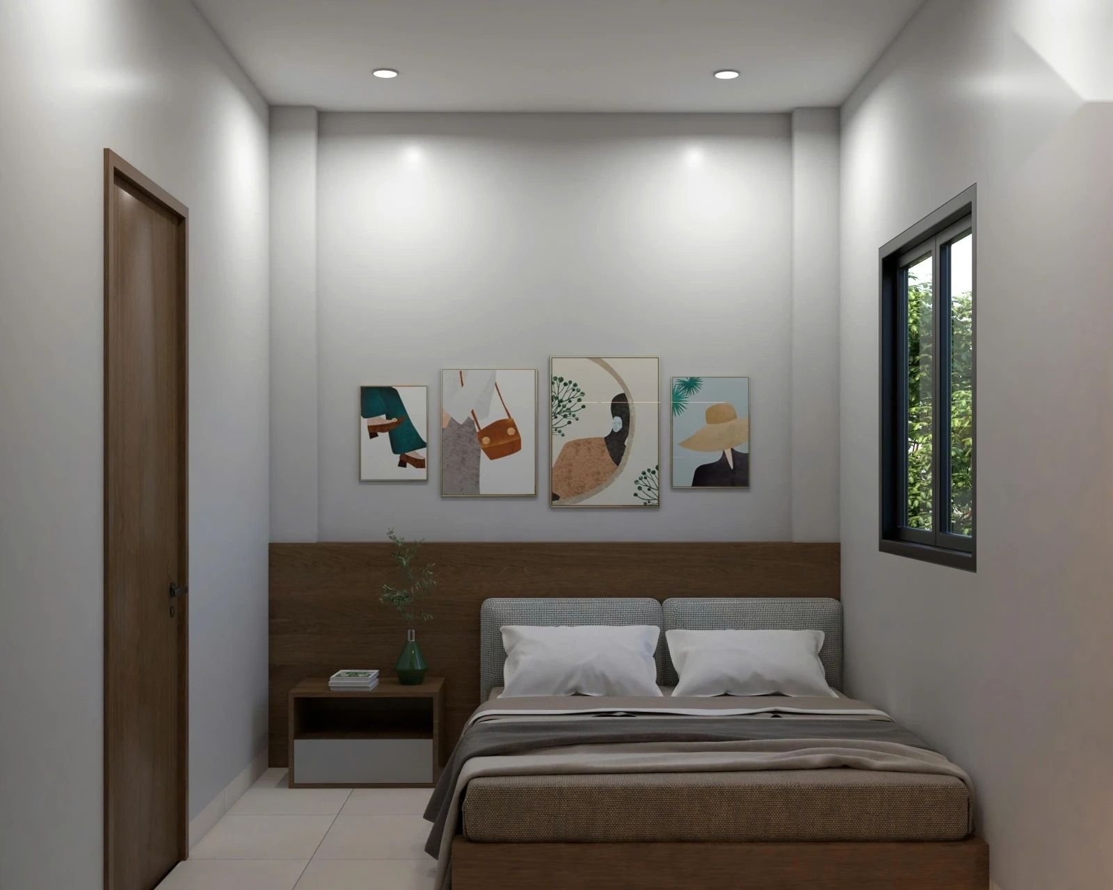 Nội thất phòng ngủ phụ thanh lịch và ấm cúng