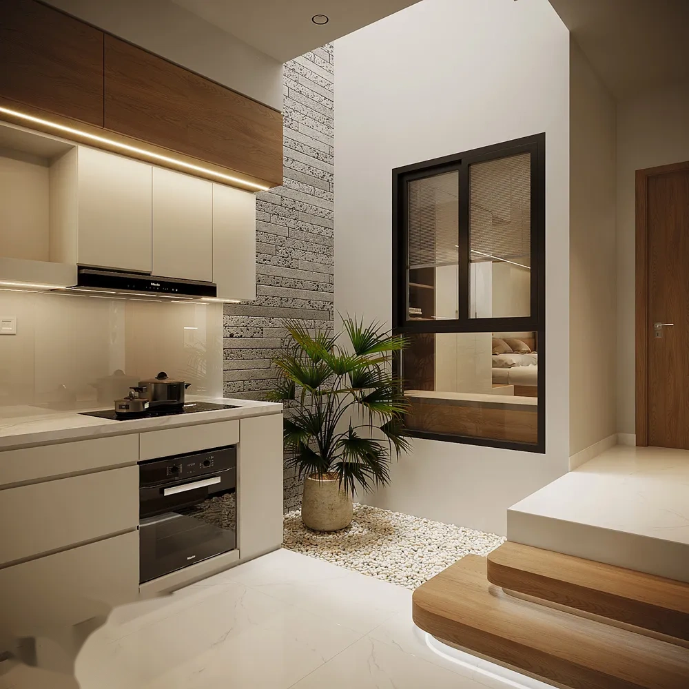 Khoảng giếng trời lấy sáng tự nhiên và đối lưu không khí trong lành