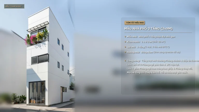 Mẫu thiết kế nhà phố 3 tầng 3x9m hiện đại nhỏ gọn tối ưu diện tích tại Quy Nhơn iHome