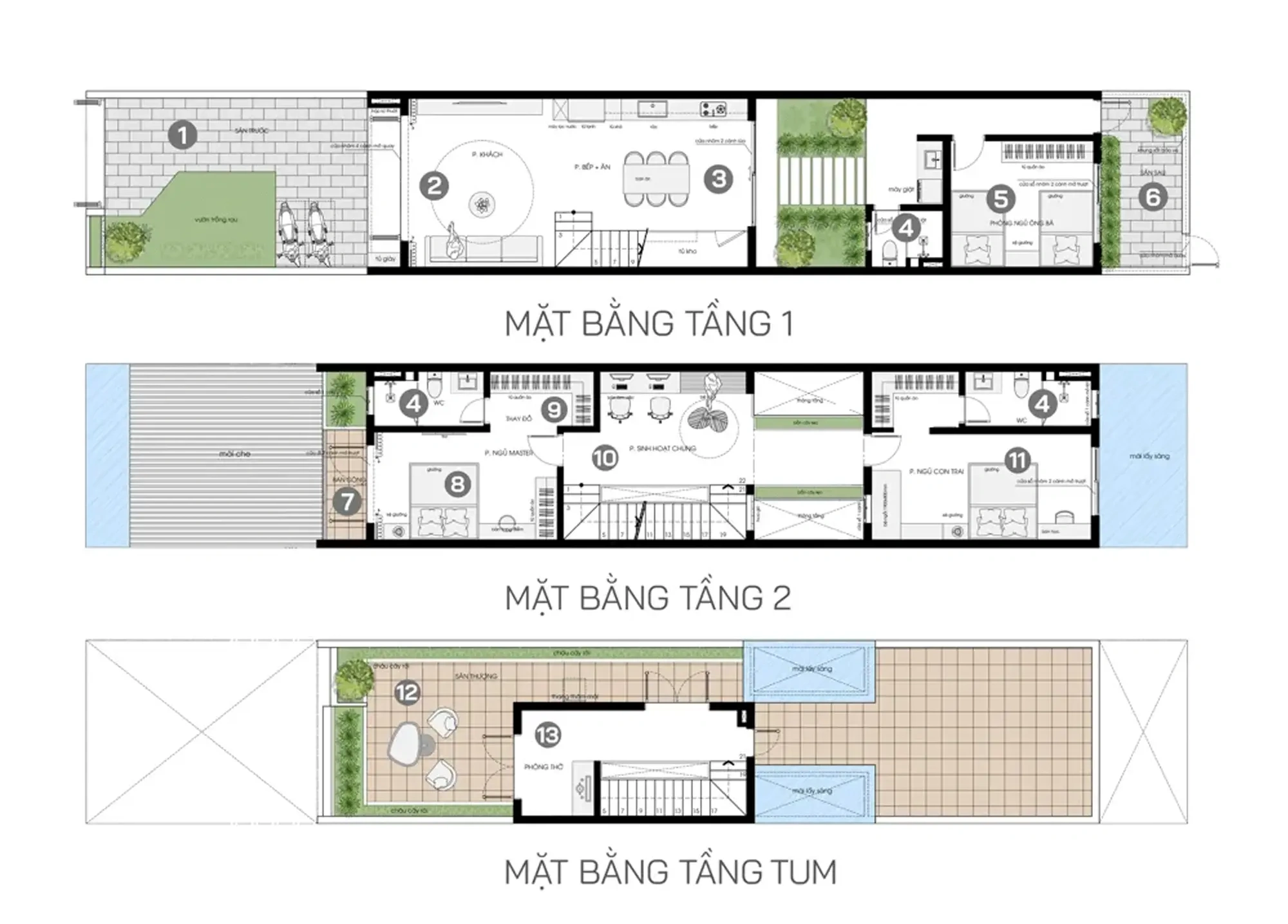 Bản vẽ mặt bằng kiến trúc 2 tầng 1 tum 5x30m tối ưu công năng và thông gió