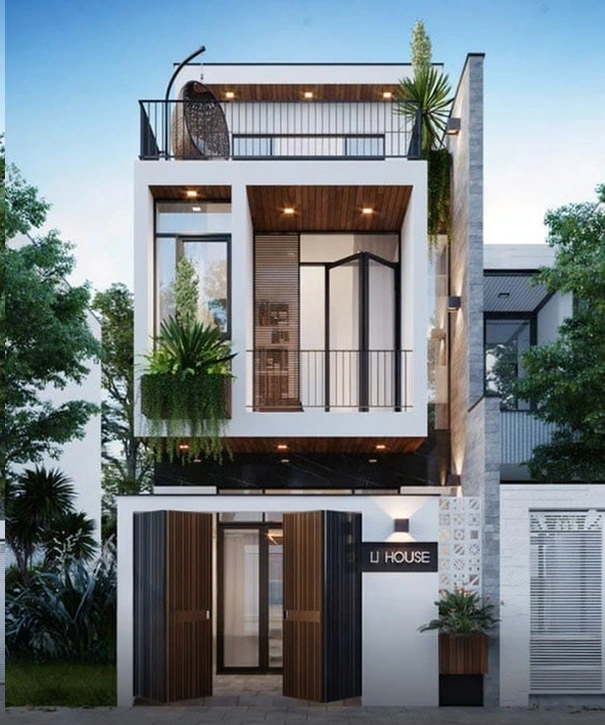 Phối cảnh chính diện mặt tiền nhà phố 2 tầng 4x20m