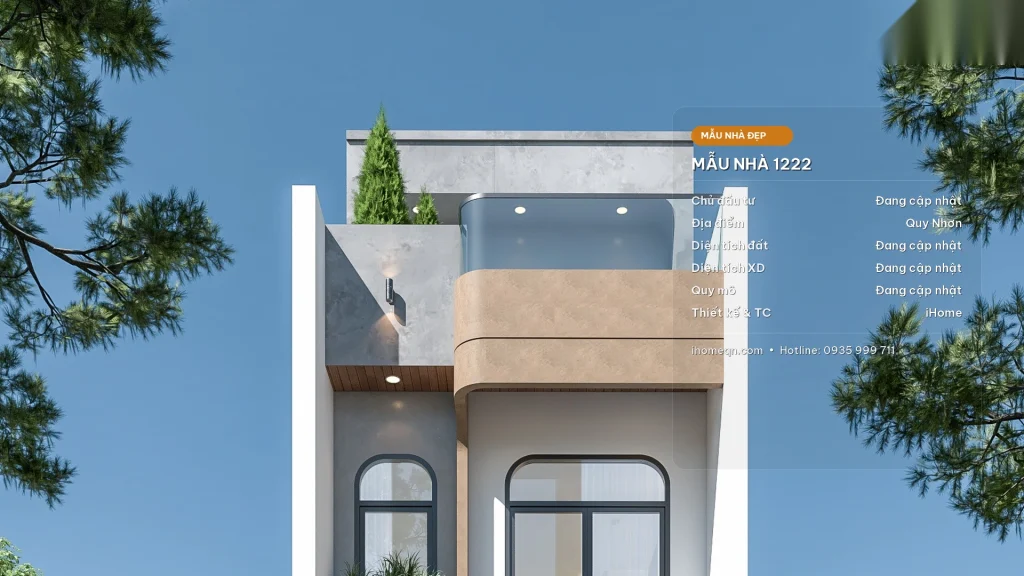 Mẫu Thiết Kế Nhà Phố 3 Tầng Hiện Đại – Kiến Trúc Vòm Cong Nghệ Thuật & Sân Thượng Chill Tại Quy Nhơn