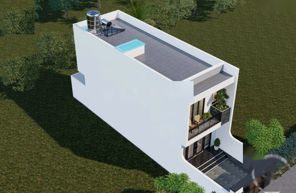 Phối cảnh chim bay tổng thể nhà ống 2 tầng 5x15m
