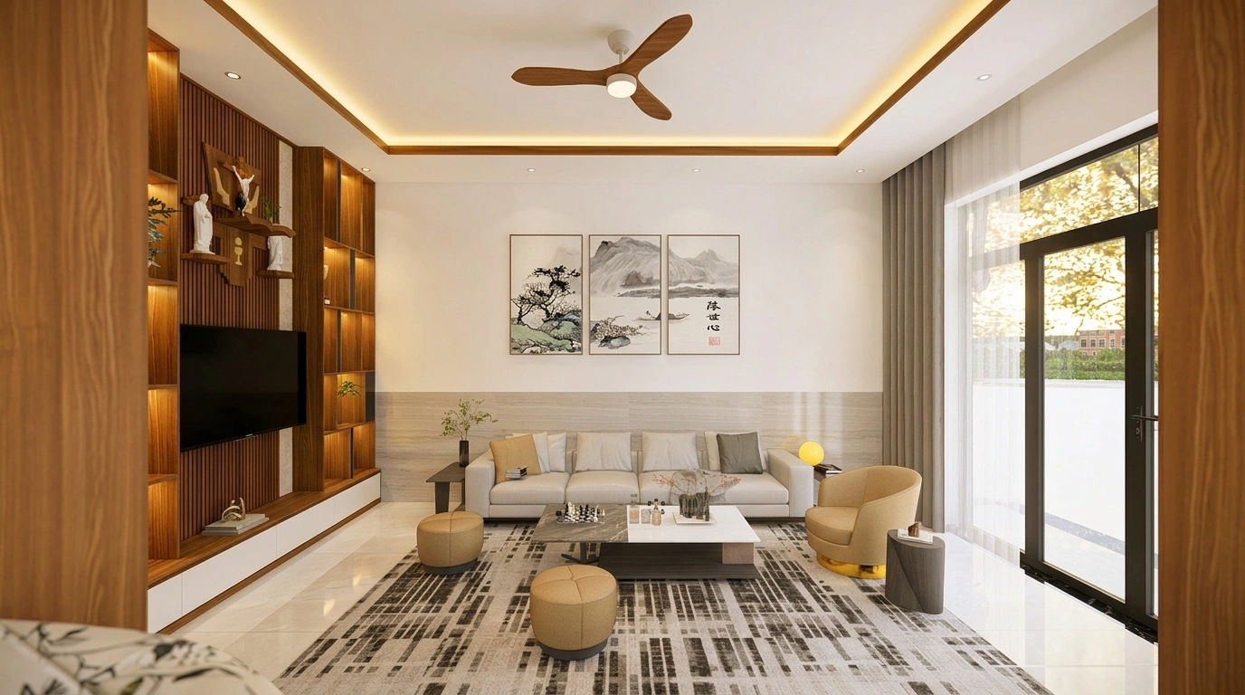 Phòng khách nhà phố 5.5x25m