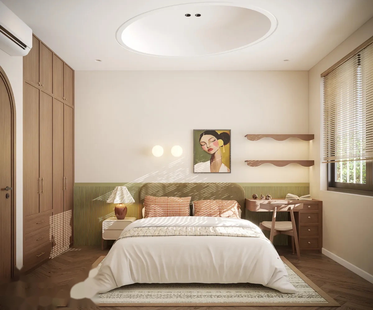 Không gian phòng ngủ thứ 3 trẻ trung với gam màu trang nhã