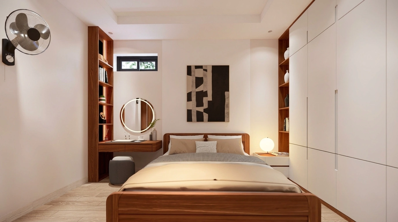Phòng ngủ tầng 1 nhà phố 5.5x25m
