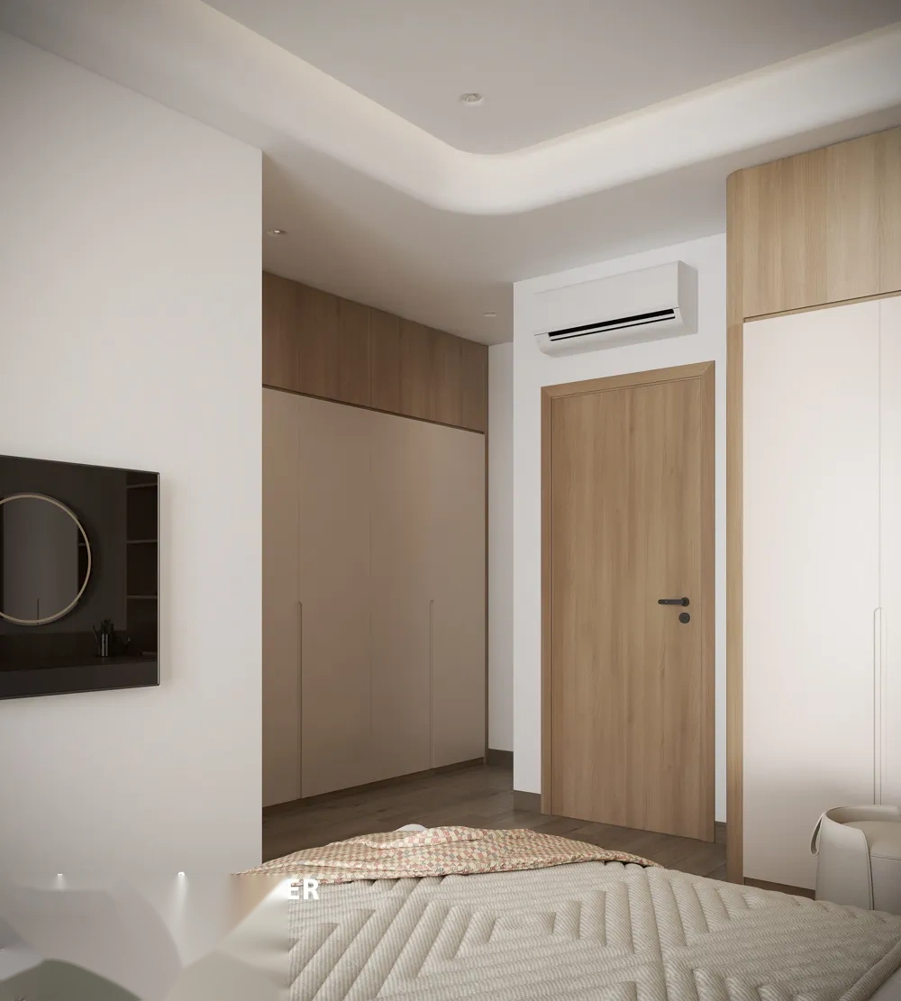 Hệ tủ quần áo cánh kính sang trọng kết hợp bàn trang điểm tiện nghi
