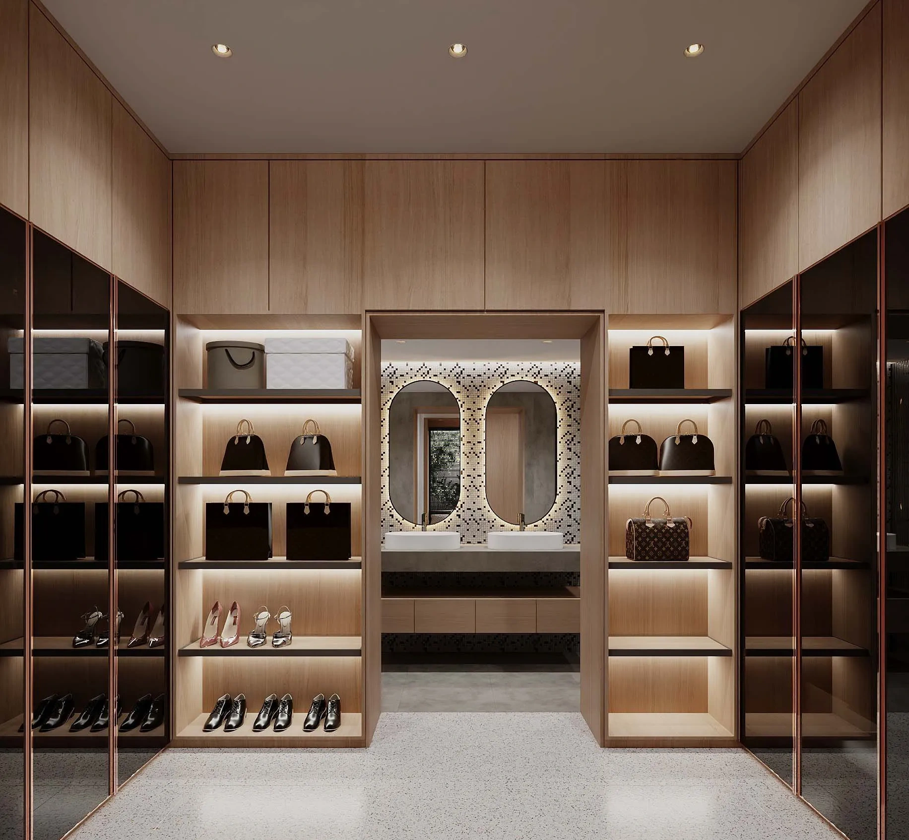 Phòng thay đồ walk-in closet tiện nghi trong phòng Master