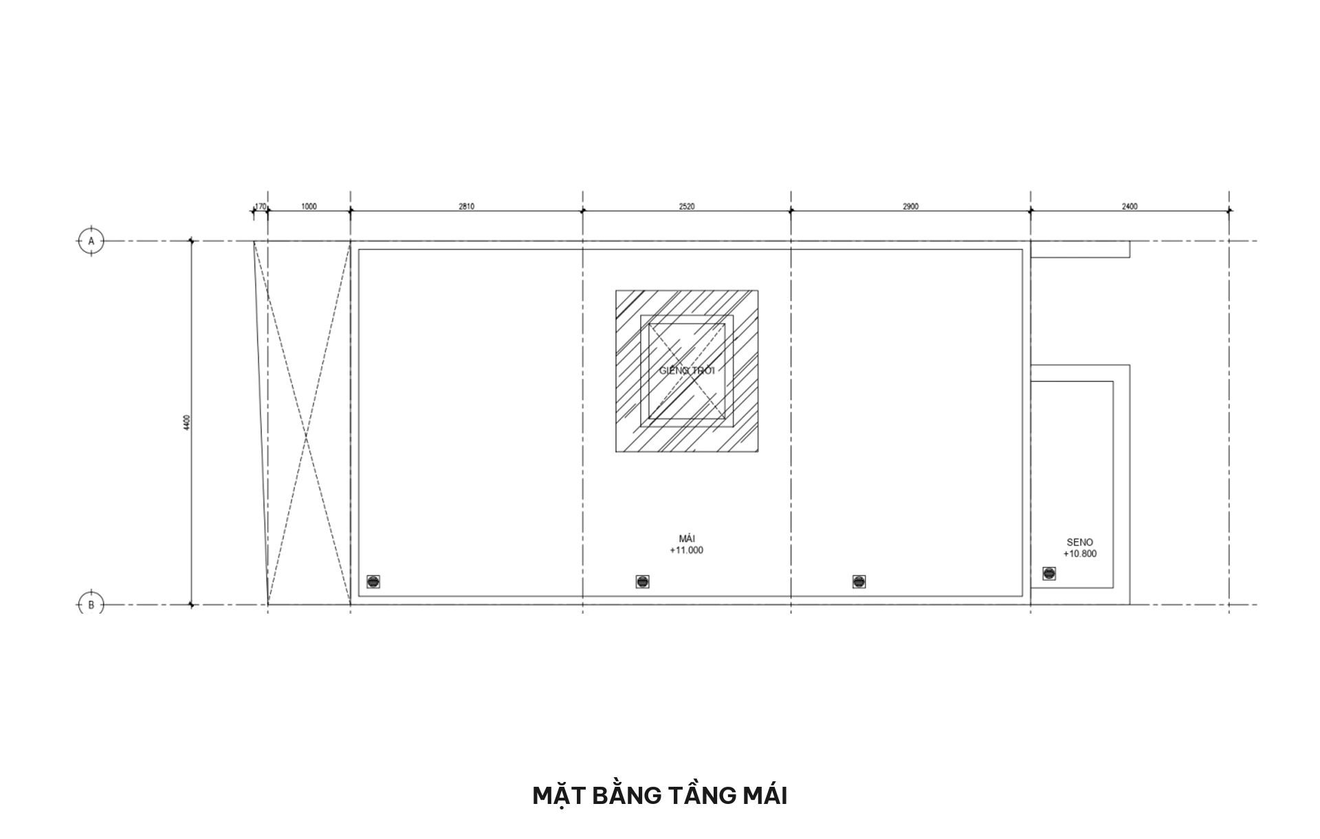 Mặt bằng tầng mái nhà phố 5x12m