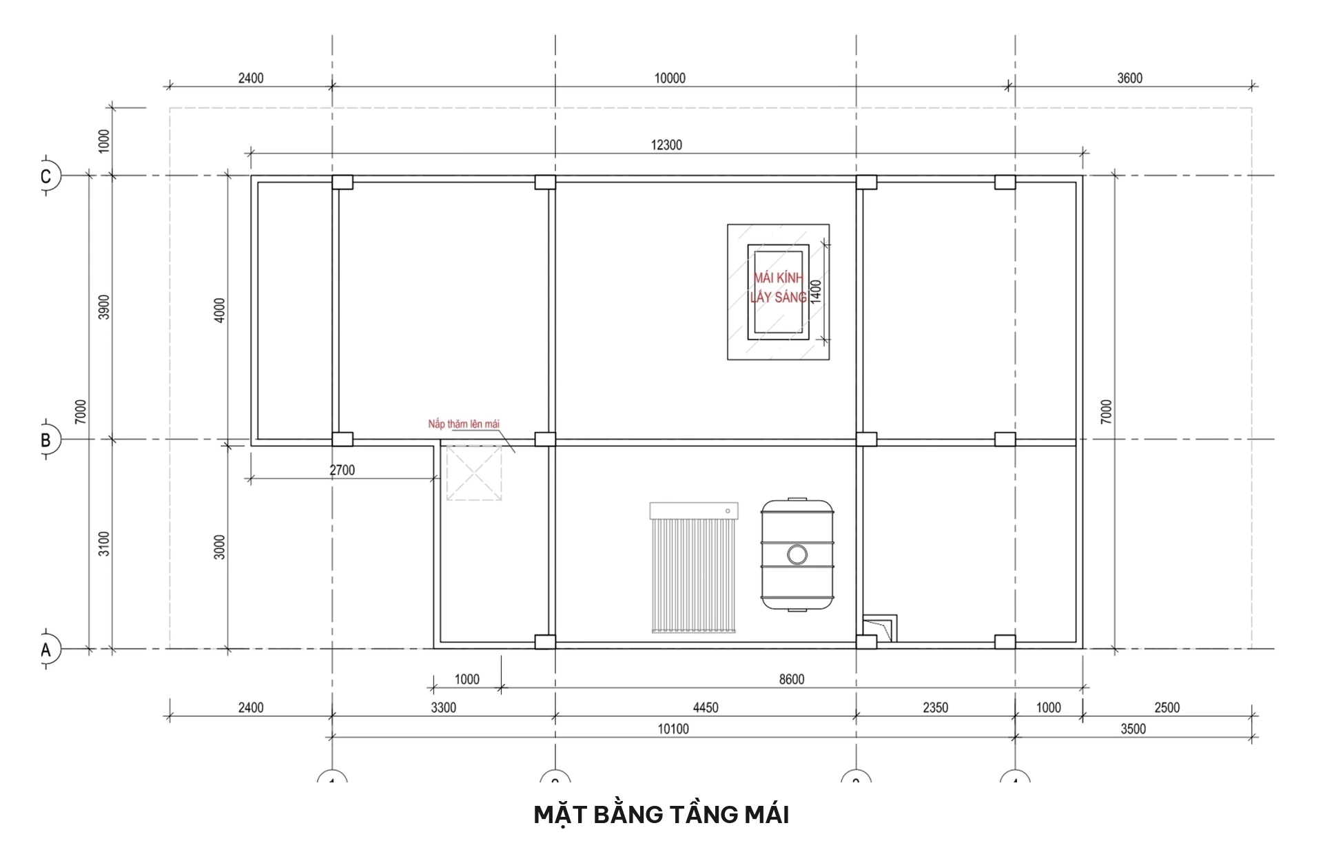 Mặt bằng mái biệt thự phố 7x16m