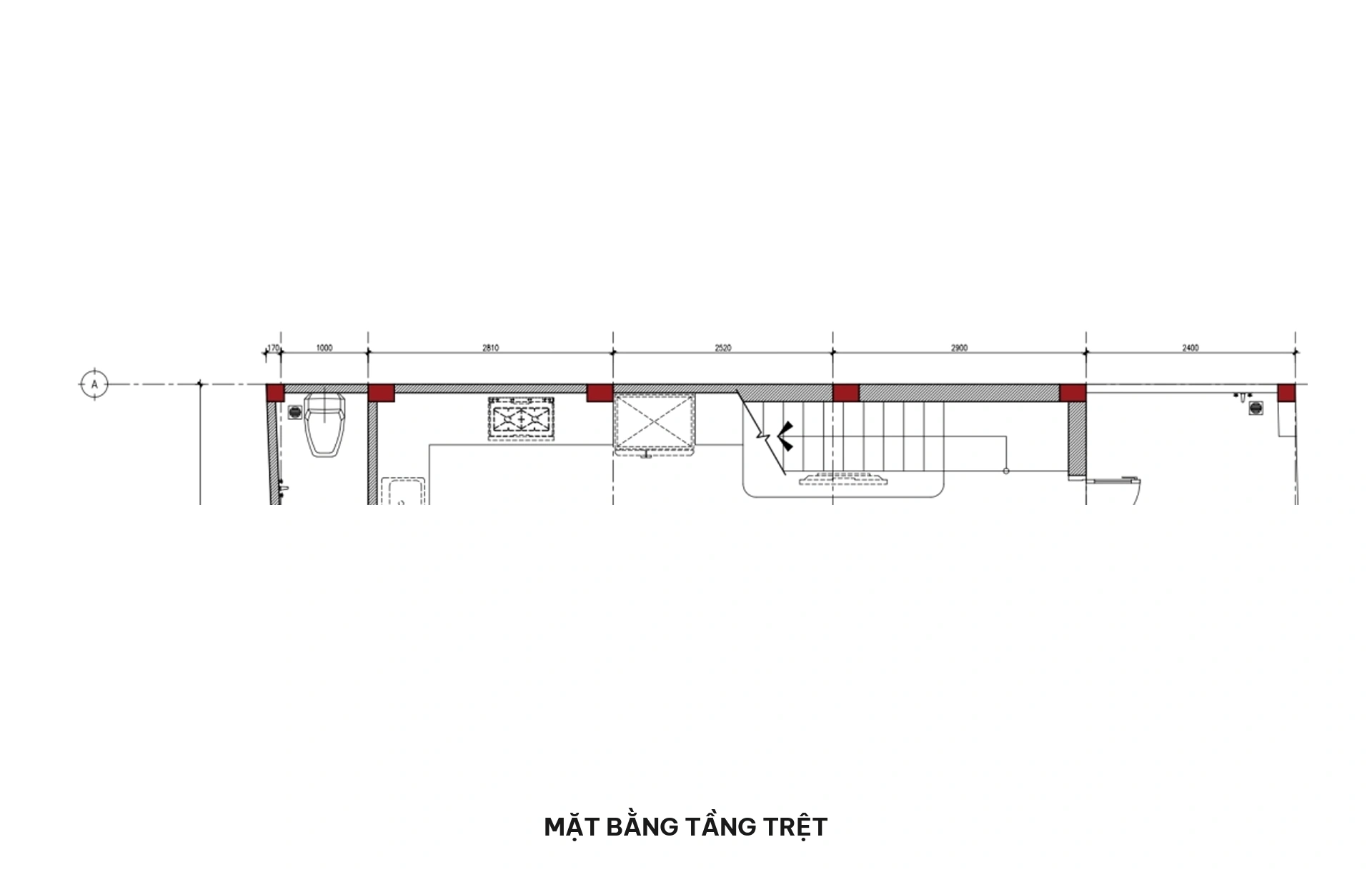 Mặt bằng tầng trệt nhà phố 5x15m kết hợp kinh doanh